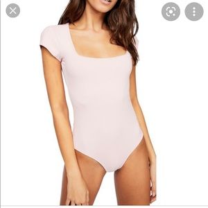 Free People Square Eyes Light Pink Bodysuit